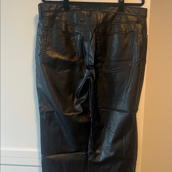 Abercrombie and Fitch black denim and leather jeans.  - Picture 4 of 5